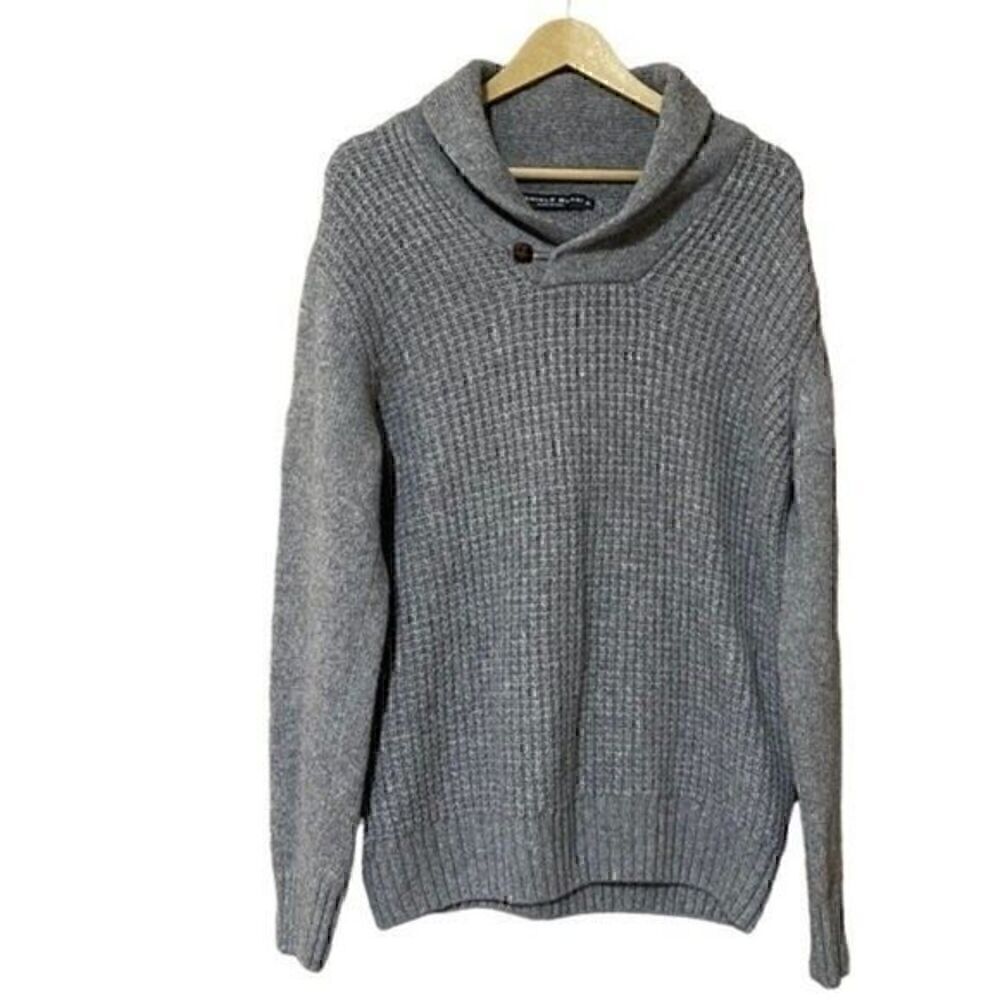 Daniele Blasi Men’s Sweater Grey Waffle Knit Wool Blend Cozy Winter Comfy XL​
